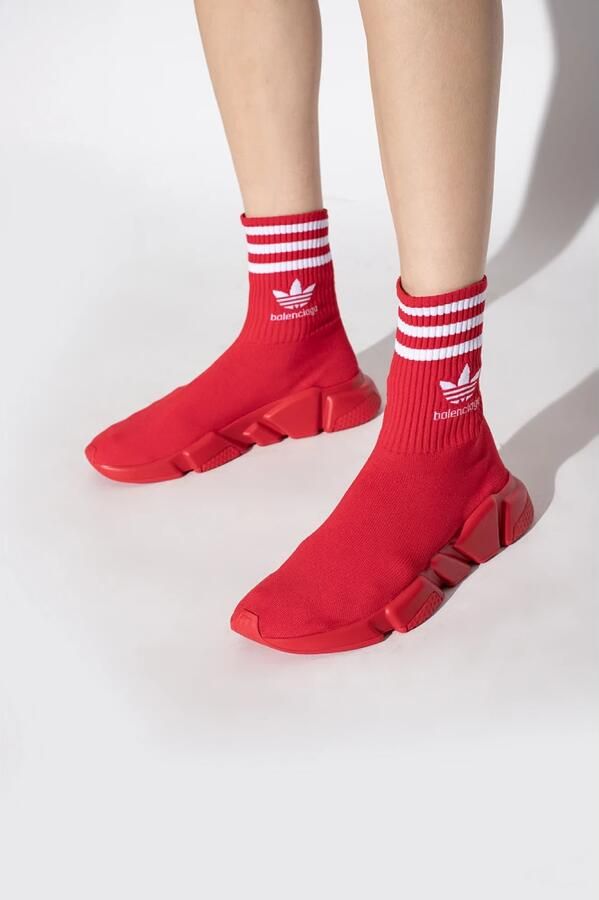 Balenciaga Speed Lt Adidas Sneakers Red Logo White Rood Dames