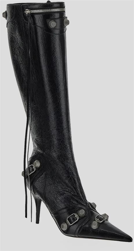 Balenciaga Hoge Laarzenmet studs en zilveren gespen Black Dames