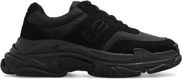 Balenciaga Zwarte Triple S Sneakers met BB Borduursel Black Heren
