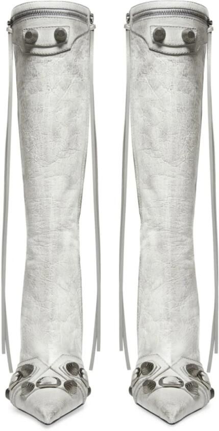 Balenciaga Leren laarzen met hak van grained lambskin Wit Dames