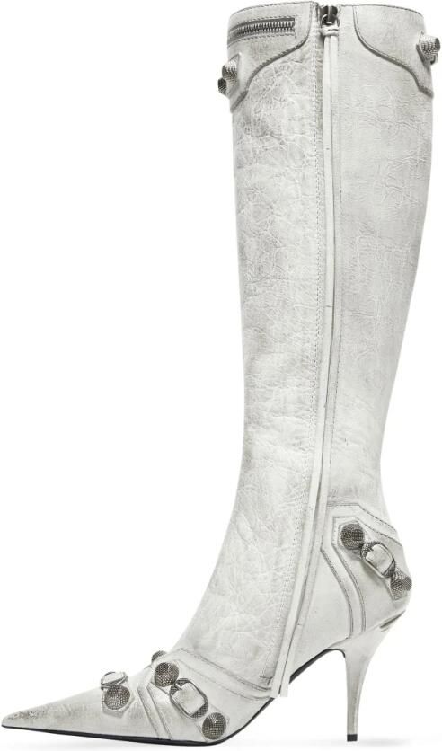 Balenciaga Leren laarzen met hak van grained lambskin Wit Dames