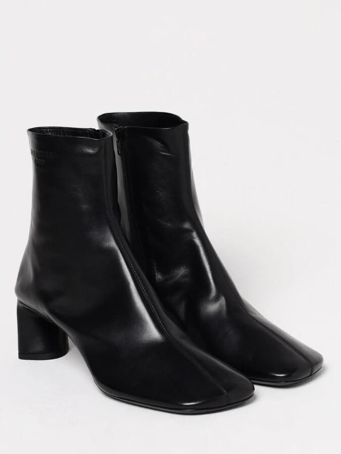 Balenciaga Zwarte Leren Enkellaarsjes Blokhak