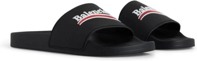 Balenciaga Zwarte Sandalen met Reliëflogo