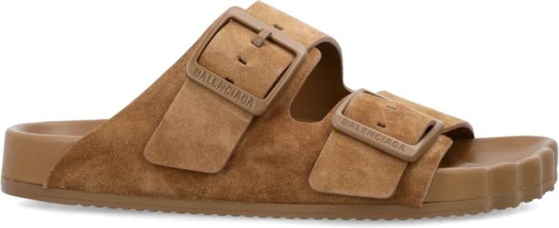 Balenciaga Bruine Gesloten Neus Leren Sandalen