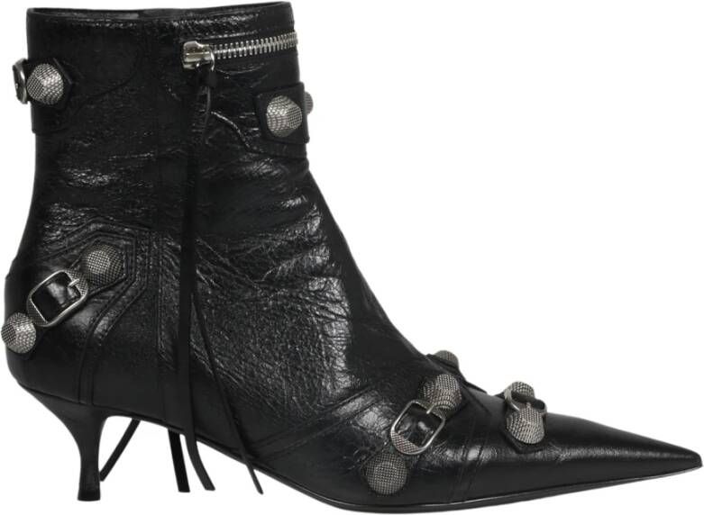 Balenciaga Zwarte leren enkellaarzen Edgy Statement Piece Black Dames