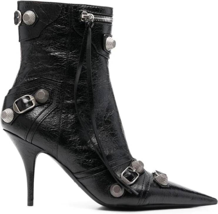 Balenciaga Zwarte leren enkellaarzen Edgy Statement Piece Black Dames