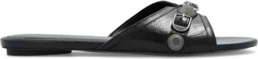 Balenciaga Sliders Zwarte Sandalen met Decoratieve Band en Metalen Hardware Zwart Dames