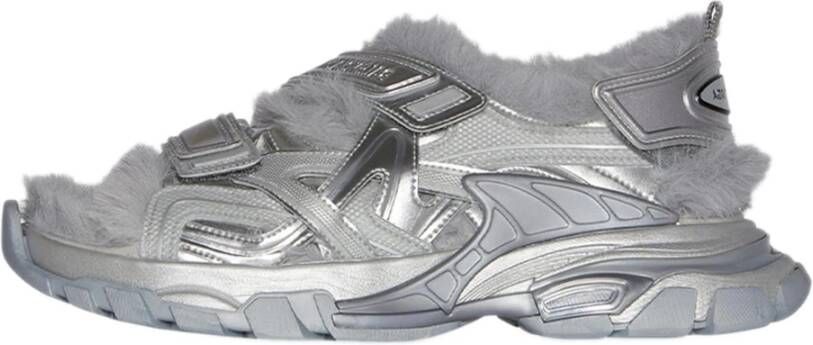 Balenciaga Faux Fur Neoprene Kalfsleer Nylon Track Sandaal