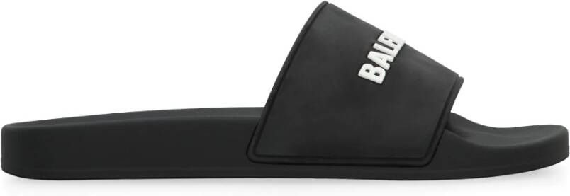 Balenciaga Geëtst Logo Rubberen Slippers voor Mannen