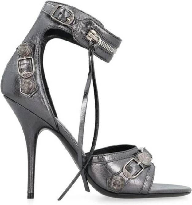 Balenciaga Gestudeerde Leren Sandalen met Enkelgesp