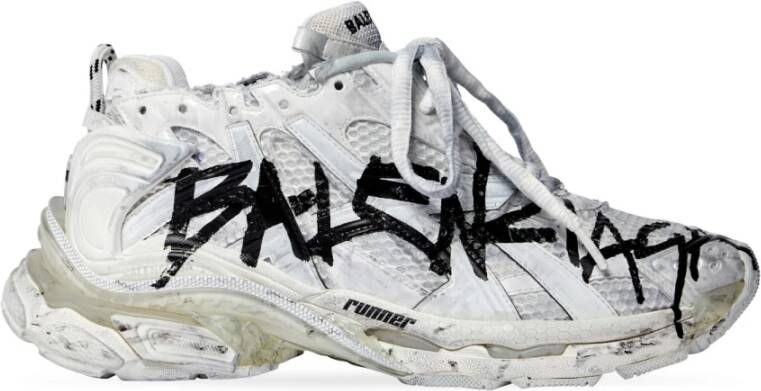 Balenciaga Graffiti Mesh Sneaker in Wit Multicolor Dames