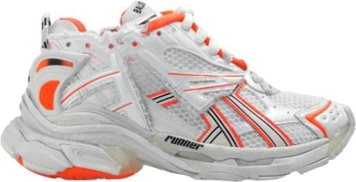 Balenciaga Logo Sneakers Oranje Eierschaal Rubber Gaas