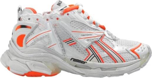 Balenciaga Logo Sneakers Oranje Eierschaal Rubber Gaas