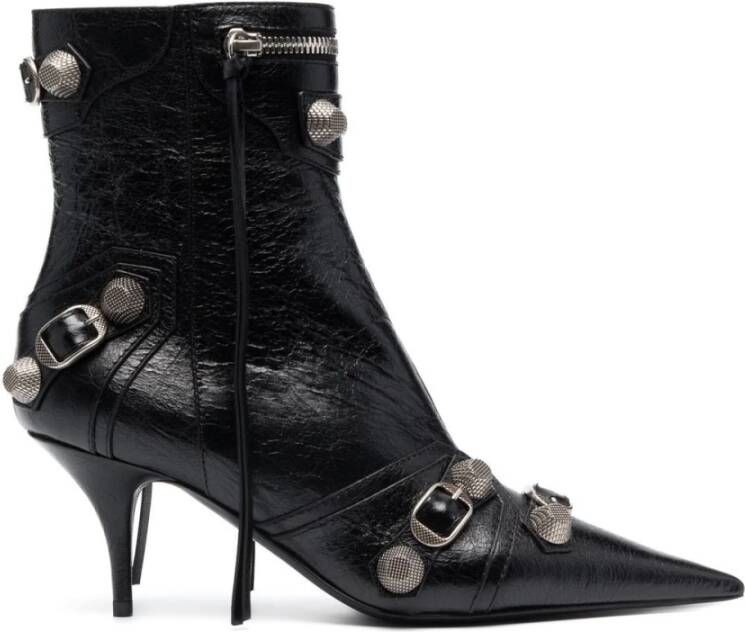 Balenciaga Zwarte leren enkellaarzen Edgy Statement Piece Black Dames