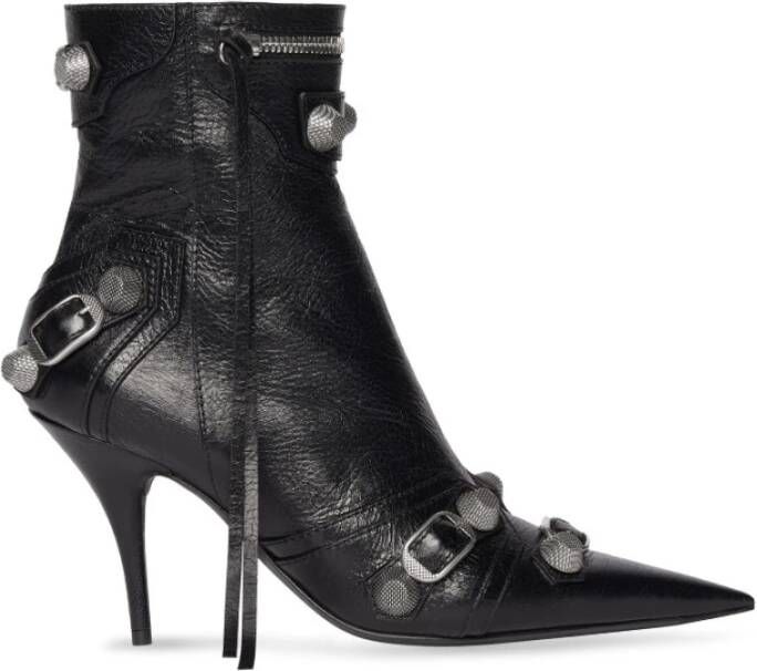 Balenciaga Zwarte leren enkellaarzen Edgy Statement Piece Black Dames