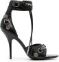 Balenciaga Zwarte Leren Sandalen met Asymmetrische Ritssluiting Zwart Dames - Thumbnail 1