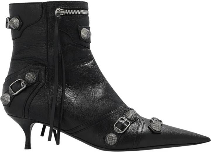 Balenciaga Zwarte leren enkellaarzen Edgy Statement Piece Black Dames