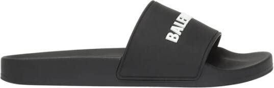 Balenciaga Zwarte Rubberen Sandalen Highlights Open Teen Black Heren