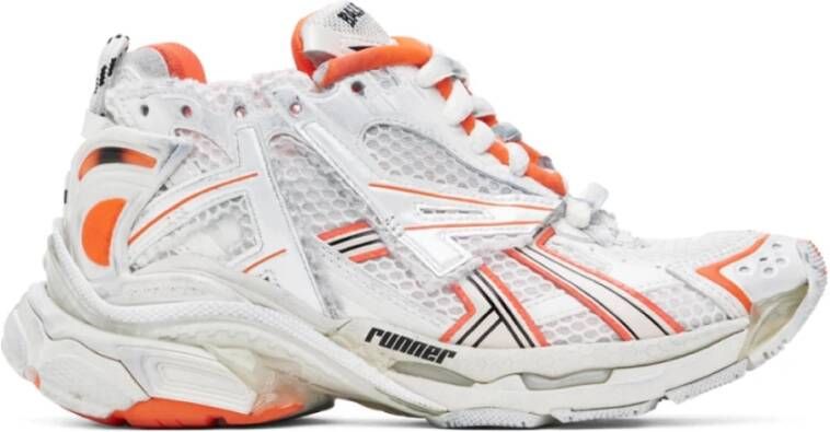 Balenciaga Logo Sneakers Oranje Eierschaal Rubber Gaas