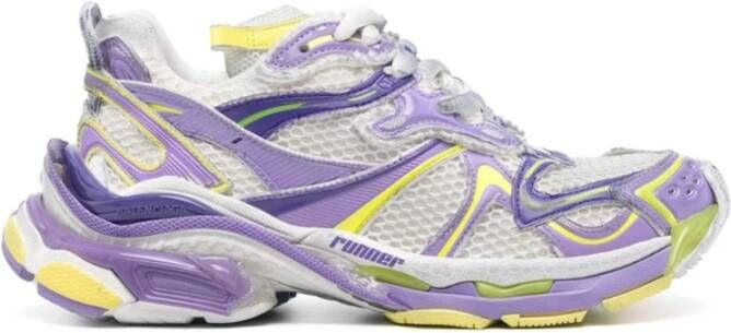 Balenciaga Paarse Mesh Sneakers Met Distressed Finish