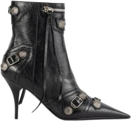 Balenciaga Zwarte leren enkellaarzen Edgy Statement Piece Black Dames