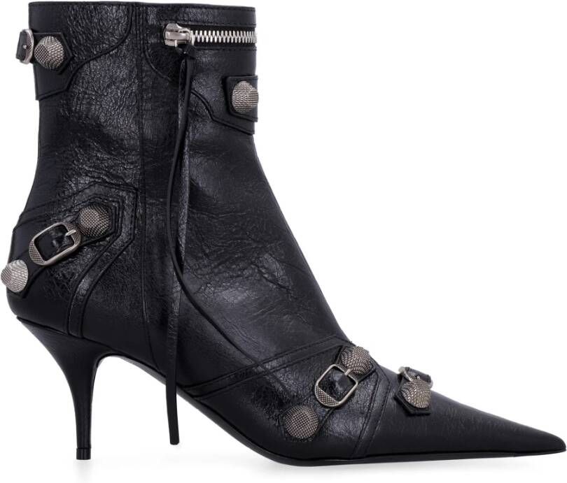 Balenciaga Zwarte leren enkellaarzen Edgy Statement Piece Black Dames