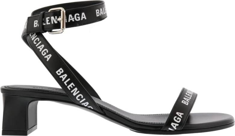 Balenciaga Heeled Sandals With Logo Zwart Dames