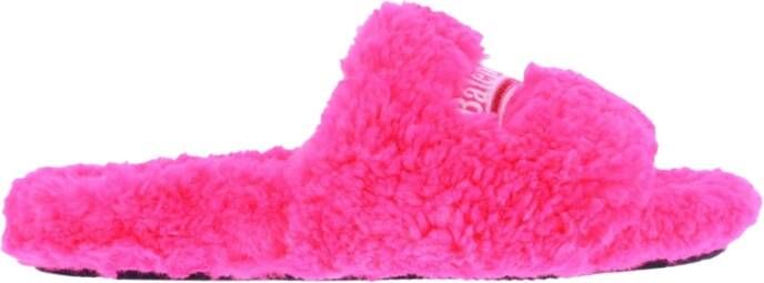 Balenciaga Roze Furry Slide Sandaal Pink Dames