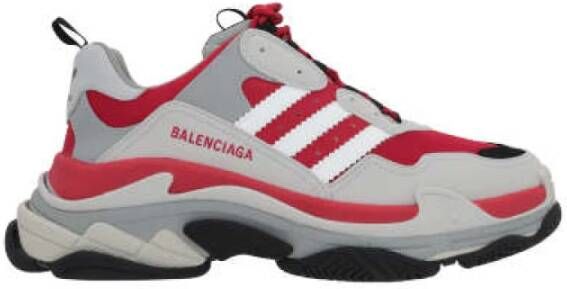 Balenciaga Samenwerking Low-Top Sneakers in Licht Grijs en Rood Multicolor Heren