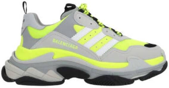 Balenciaga Samenwerking Low-Top Sneakers in Lichtgrijs en Fluorescerend Geel Multicolor Heren