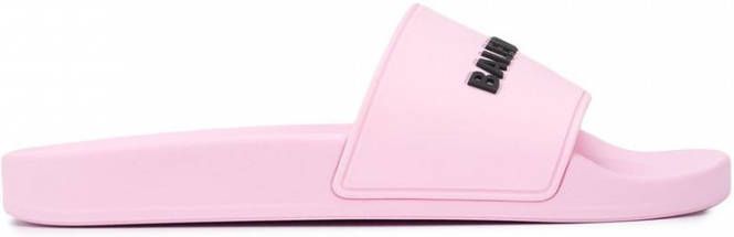 Balenciaga Lichtroze Slides met Logo Applicatie Roze Dames