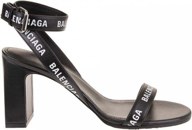 Balenciaga Heeled Sandals With Logo Zwart Dames
