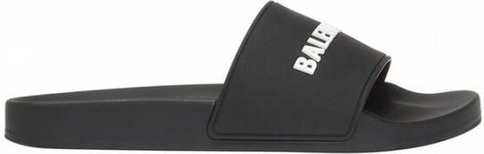 Balenciaga Zwarte Rubberen Sandalen Highlights Open Teen Black Heren