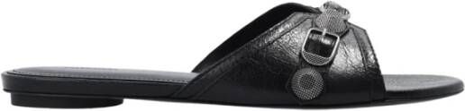 Balenciaga Sliders Zwarte Sandalen met Decoratieve Band en Metalen Hardware Zwart Dames