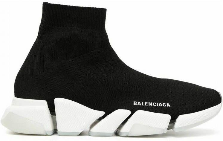 Balenciaga Zwart Witte Speed.2 Sok-Style Sneakers Black