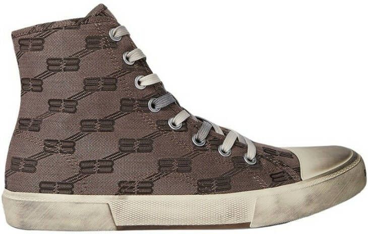 Balenciaga Monogram Logo Hi-Top Sneakers Bruin Dames