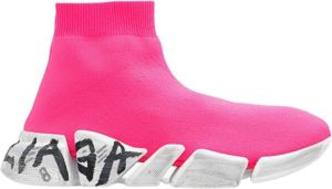 Balenciaga Speed 2.0 graffiti sock sneakers Roze Dames