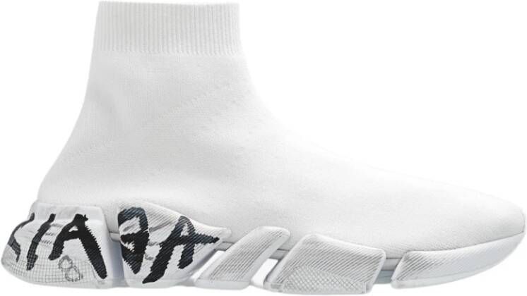 Balenciaga Speed 2.0 Sneakers Witte Slip-Ons met Distressed Details Wit Dames