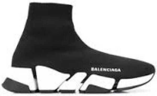 Balenciaga Gerecyclede Gebreide Sneaker met Bicolor Zool Zwart Dames
