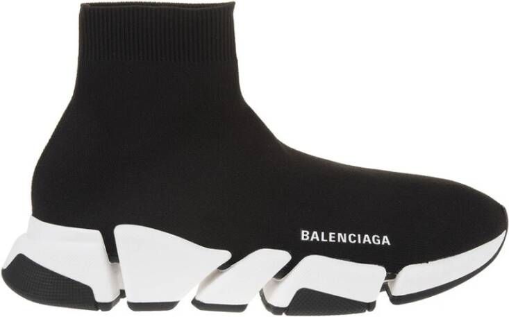 Balenciaga Zwart Witte Speed.2 Sok-Style Sneakers Black