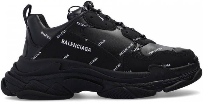Balenciaga Triple S Allover Logo Sneakers Black Heren