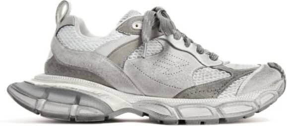 Balenciaga Verontruste Faux Suede Mesh Sneakers Grijs