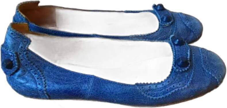 Balenciaga Vintage Pre-owned Leather flats Blue Dames