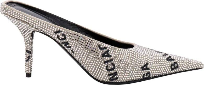 Balenciaga Zilveren Logo Print Hoge Hak Sandalen