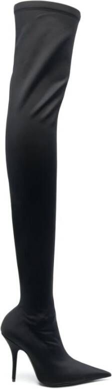 Balenciaga Zwarte Kuitlengte Stretchlaarzen Black Dames