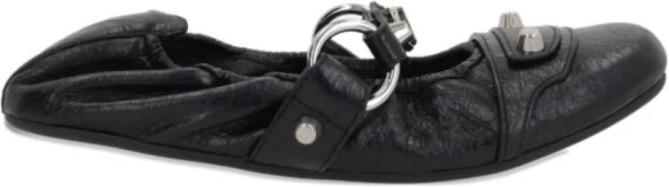 Balenciaga Zwarte Leren Ballerina Schoenen