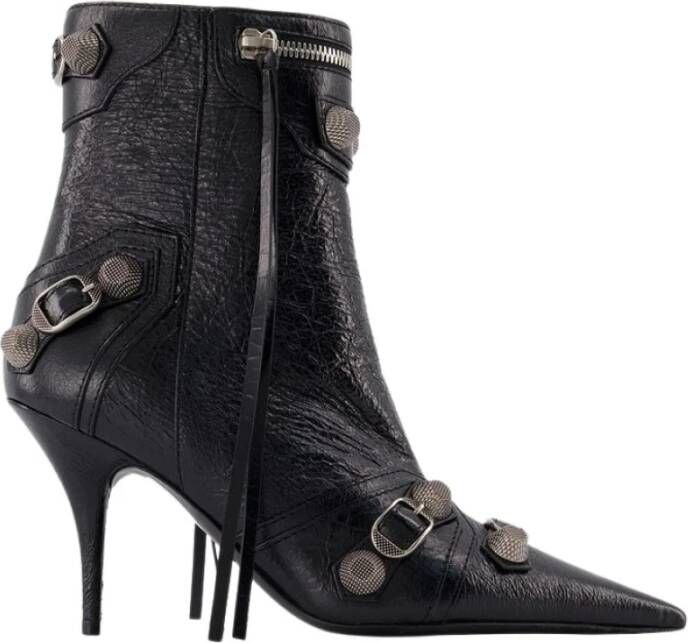 Balenciaga Zwarte leren enkellaarzen Edgy Statement Piece Black Dames