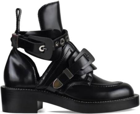 Balenciaga Zwarte Leren Gesp Booties Zwart Dames