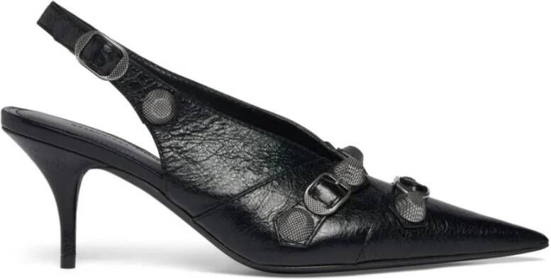 Balenciaga Zwarte Leren Pumps met Puntige Neus Black Dames