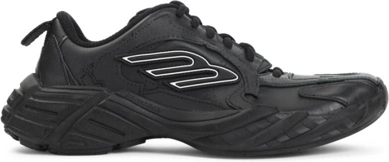 Balenciaga Zwarte Leren Sneakers met Witte Details